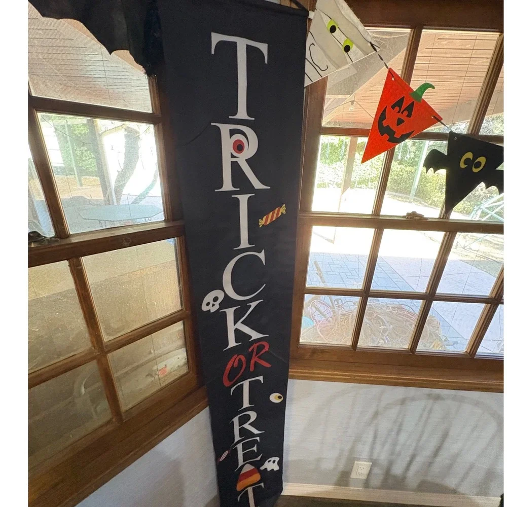 Halloween Decorations Bundle:‎ 2 Banners Witch Pennant Garland, 2 Bats Decor